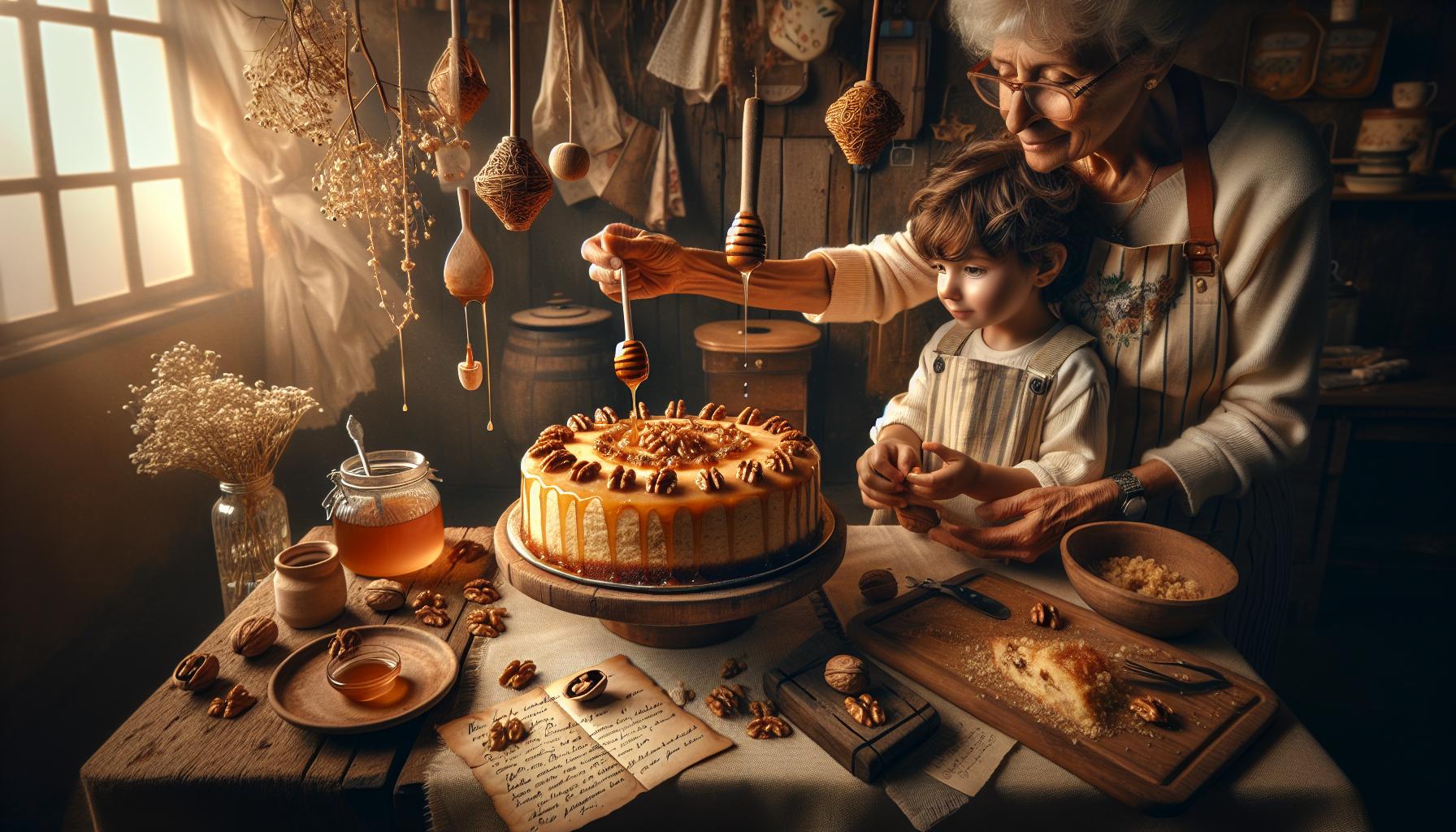 Helenčino pečenie orechový medový rez: rodinný poklad na sviatky 2 Helenčina orechová medová torta: Klasika s rodinnou tradíciou